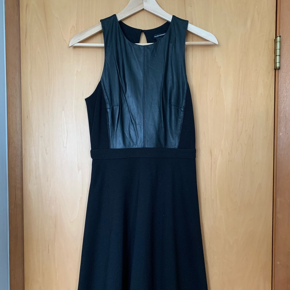 Club Monaco Black Dress with Leather Bodice